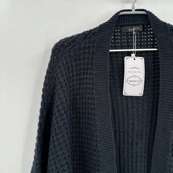 ZESICA Women's Open Front Knitted Sweater Cardigan in Navy Blue size S Small NWT - Picture 3 of 7